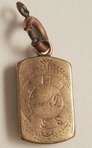 Vintage Gold Masonic Watch Fob Charm Chatelaine Htwsstks W/ Pink Stone Rare