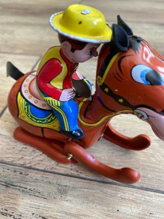 Vintage Mikuni Wind - Up Tin Horse Jockey Made In Japan Antique