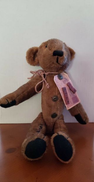 Vintage Tender Heart Treasures Fully Jointed Plush Bear " Old Bear "