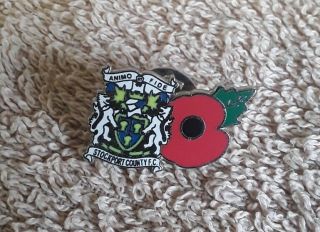 Stockport County Memorabilia - Crest Plus Poppy Pin Badge Rare