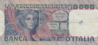 50 000 Lire Fine Banknote From Italy 1977 Pick - 107 Rare