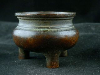 Wonderful Antique Chinese Qing Dy Bronze 3Feet Incense Burner Q121 2