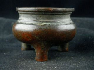Wonderful Antique Chinese Qing Dy Bronze 3Feet Incense Burner Q121 3