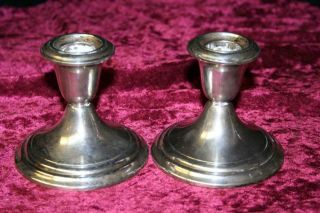 Gorham Sterling Silver Weighted Candlesticks.  Approx 3 ½ Inches Tall