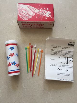 (k) Rare Vintage Magic Trick Sticky Finger By Dick Zimmerman
