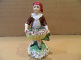 Samson Paris Porcelain Figurine Young Man W/ Basket Flowers Gold Anchor 1800 