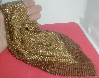 Rare Whiting Davis Bronze And Gold Metal Mesh Sexy 70s Scarf Necklace