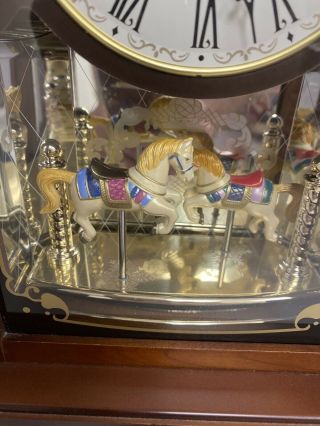 Rare Seiko Carousel Musical Mantal Shelf Clock Melodies Horses Move QRY2018 3