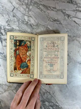 1903 Antique Hindu History Book " Rama And The Monkey " Illustrated,  Ramayana