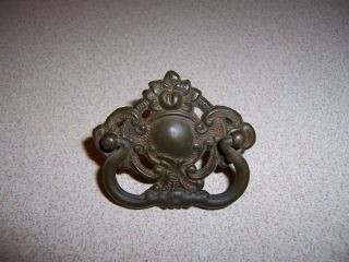 Antique Fancy Brass Sewing Machine Cabinet Drawer Pull
