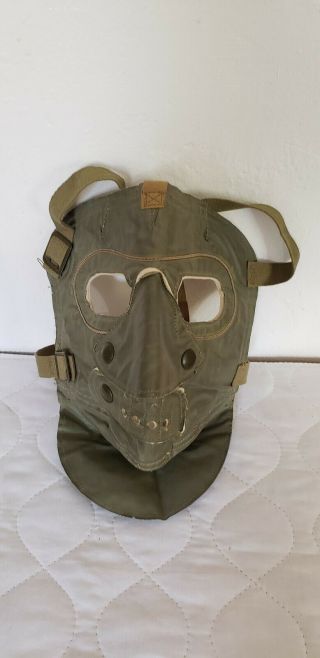 Vintage 40s Wwii Usn Us Navy Dark Green Extreme Cold Weather Face Mask.  Rare