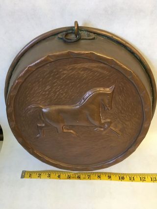 Rare Antique Large Hammered Copper Horse Mold Pan 13 " L - Heavy Tin Lined