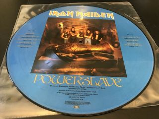 Rare Iron Maiden Powerslave Vinyl Picture Disc LP Record UK 1984 EJ 24 0200 0 3