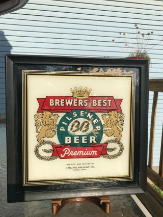 Rare Brewers Best Pilsners Bb Beer Framed Sign - Harvard Brewing Co Lowell Mass