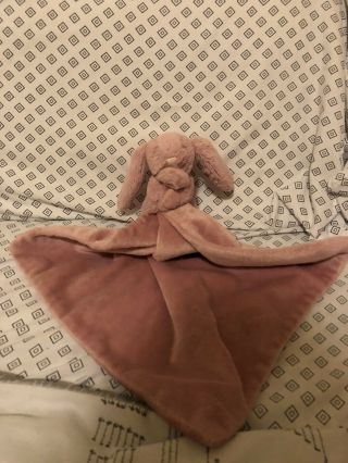 Rare Jellycat Hot Pink Bunny Rabbit Plush Security Blanket Lovey Nunu Lovey