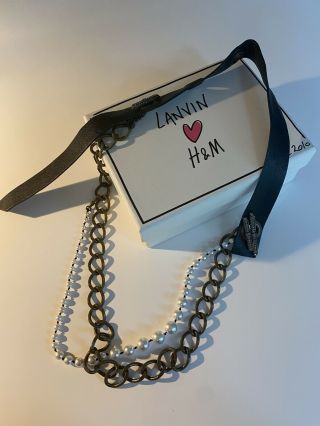 Lanvin For H&m Necklace Or Belt,  Chain,  Leather,  Adjustable,  Rare,  Timeless