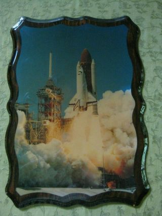 Emdur Nasa Challenger Shuttle Wall Art Photograph Plaque 22x16 Polyurethane Wood