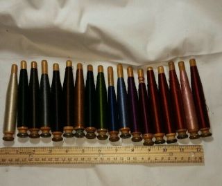 No 1 Antique Lace Making Supplies 18 Spindle Or Bobbins With Threads On Them