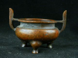 Unusual Antique Chinese Qing Dy Bronze 2er Incense Burner T064