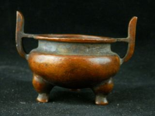 Unusual Antique Chinese Qing Dy Bronze 2Er Incense Burner T064 3