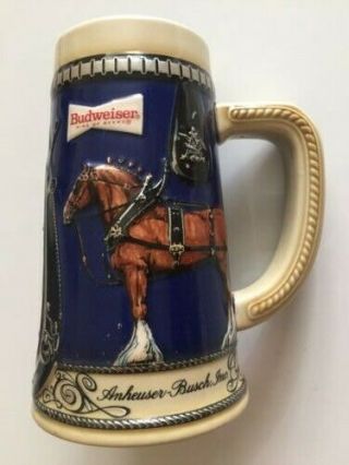Rare Budweiser Anheuser Busch Holiday Clydesdale Beer Stein Mug