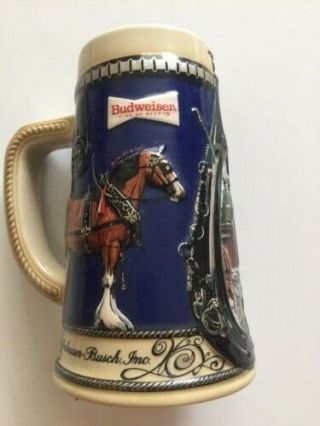 Rare Budweiser Anheuser Busch Holiday Clydesdale Beer Stein Mug 3