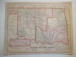 Map Of Oklahoma And Indian Territory And Map Of Arizona/ Mexico,  1897