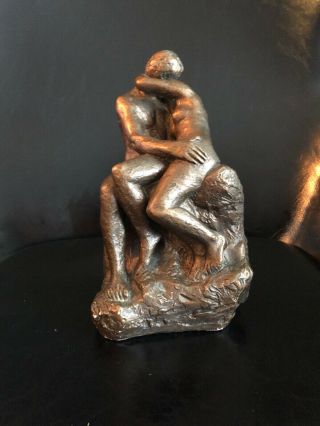 Vintage Austin Prod Nude Man & Woman Kissing Lovers Couple Chalkware Statue