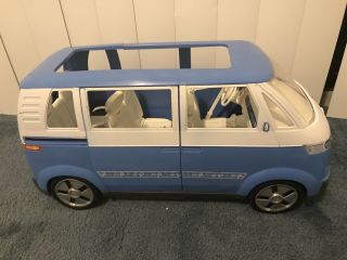 Vintage 2002 Mattel Barbie Blue Vw Volkswagon Bus/van/camper W/horn Wear,  Rare