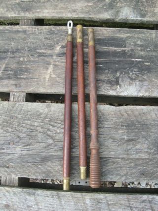 Antique Wooden Shotgun (3) Piece Cleaning Rod W/ Brass Hardware B2078