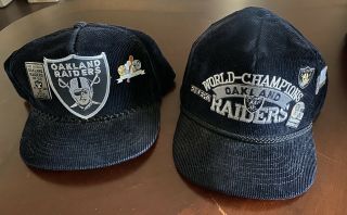 2 Vintage Rare 88 And 89 Oakland Raiders Hat Cap Football
