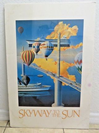 Rare Art Deco Poster Tampabay Florida Bridge Skyway To The Sun By Gowans