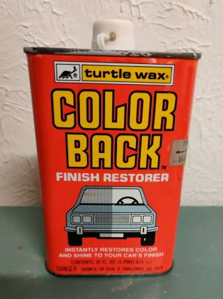 Vintage Turtle Wax Color Back Finish Restorer Metal Can Almost Full