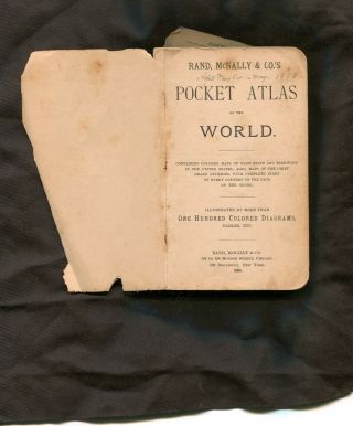 1886 Rand Mcnally Pocket Atlas Of Us & World 5 3/4 X 5 1/2 In 100 Plus Maps
