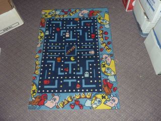 Vintage Pac - Man Carpet Rug 1980s Midway Bally Official Pacman Retro Rare Offcut