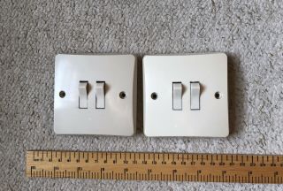 2 X Vintage Ivory Mk Bakelite Electric Light Switch Switches Double Toggle