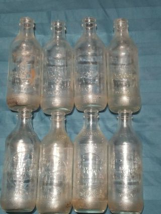 8 Antique Dr Pepper (2 4 10) 10 Oz Soda Bottles Roughly Detailed Glass 60s 70s