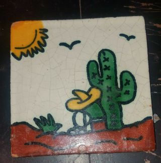 Antique Vintage Mexican Pottery Tile