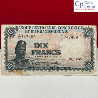 Rare – Belgian Congo – 10 Francs 1958 – Pick 30 – F/vf – Top,  - 277