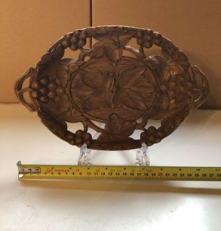 Intricately Carved Antique / Vintage Wooden Fruit Bowl (MISC4) 3
