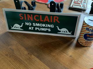 Vintage Rare Sinclair Motor Oils Gas Station No Smoking Ohio Embossed Metal