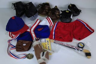 Build A Bear Vintage Sport Clothing Accessories Plush Doll Shoes Hat Hockey Golf