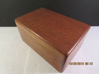 Vintage Wood File Box Hinged Top And Metal File Guide With Finger Joints