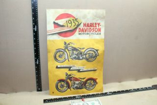 Rare 1935 Harley Davidson Motorcycle Dealership Poster Sign V Twin Knuckle Bike