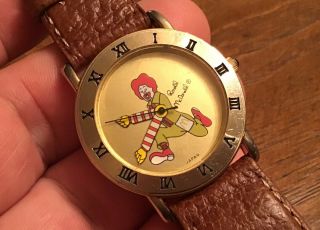 Rare Vtg Ronald Mcdonald Wrist Watch Moving Arms Roman Numeral Bezel Battery