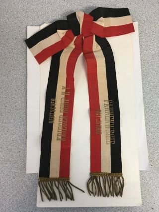 Rare Large 1903 Ribbon German - American Fraternal Org Deutscher Krieger Bund Ny