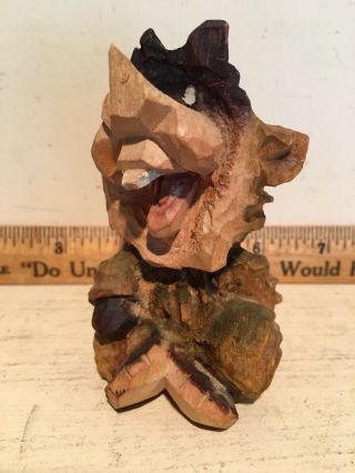 Vintage Carved Wood 3 1/2 " Troll Elf Gnome Figure 3 Possibly Henning Norway