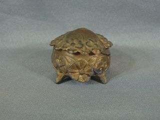 Antique Art Nouveau Casket Trinket Jewelry Box Gold Gilt Pansy Flowers