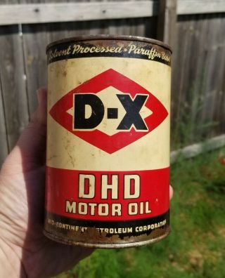 Vintage Dx D - X Sunray Oil Company Dhd Motor Oil One Quart Can/full/very Rare