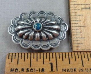 Navajo Style Antique Button 16,  1900s Turquoise Set In Silver Design